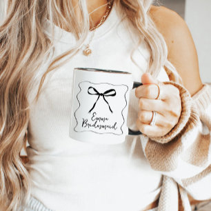 Taza Bow Ribbon Personalizado Bridesmaid Mug Gift