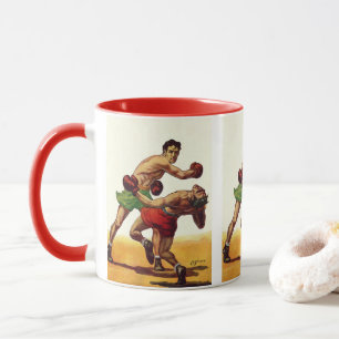 Taza Boxeo deportivo vintage, boxeadores en lucha