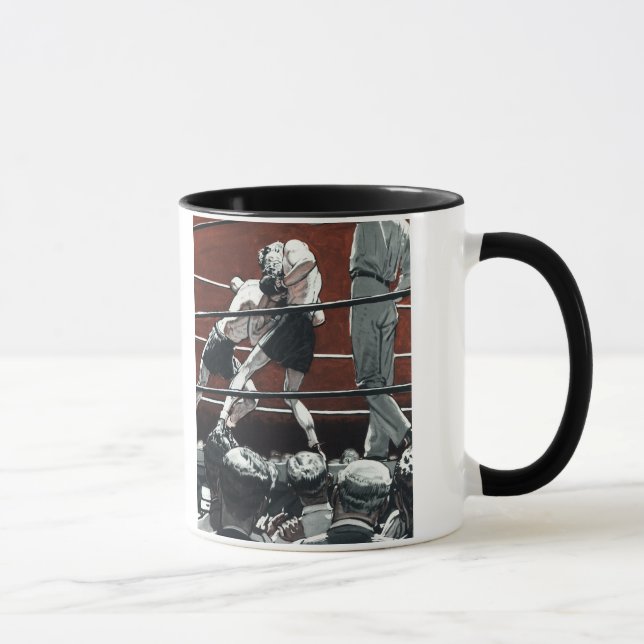 Taza Boxeo deportivo vintage, boxeadores luchan en el a (Derecha)