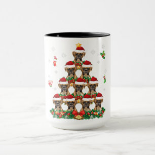 Taza Boxer Dog Xmas Tree Santa Hat Regalo navideño