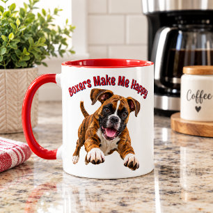 Taza Boxers Me Hacen Feliz 3D Perro Boxer