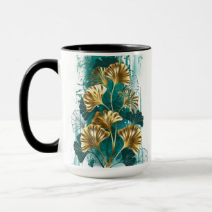 Taza Branch with Golden Leaves Ginko Biloba