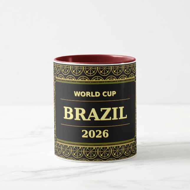 Taza Brazil Football Fan 2026 Black Gold Luxury (Centro)
