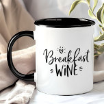 Taza Breakfast Wine Funny Black Trendy Cita<br><div class="desc">Empieza tus mañanas con un toque de humor y estilo. Este tazón de "Breakfast Wine" le da un giro juguetón a su ritual diario del café. Diseñado con un mango negro de moda y una llanta, esta taza es perfecta para los que disfrutan de una risa y un toque de...</div>