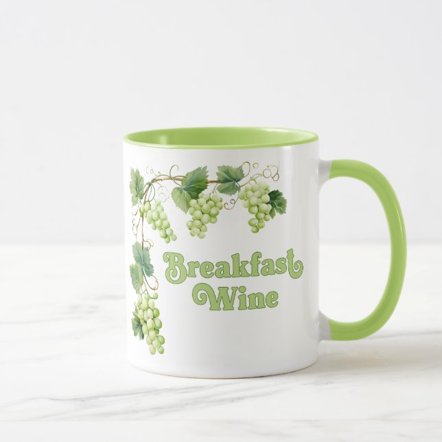 Taza Breakfast Wine Funny Trendy (Derecha)