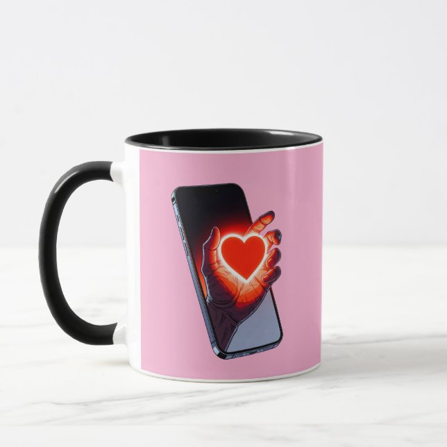 Taza Breaking Screen Heart Optical Illusion Mug Design (Izquierda)