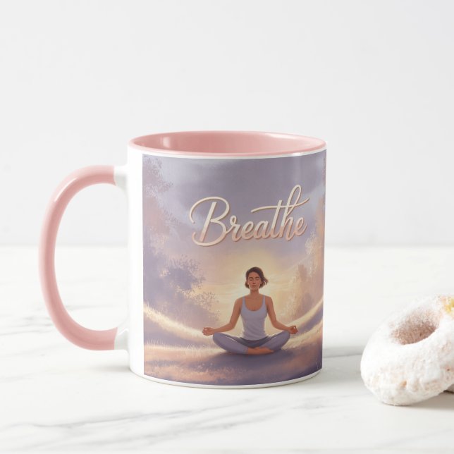 Taza Breathe Meditation Mug Lavender Sky (Con donut)