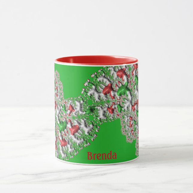Taza BRENDA ~ GLOSSY Navidades 3D Verde Rojo (Centro)