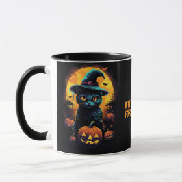 Taza BREVE DE BREVE para ((nombre), Halloween de Gato N