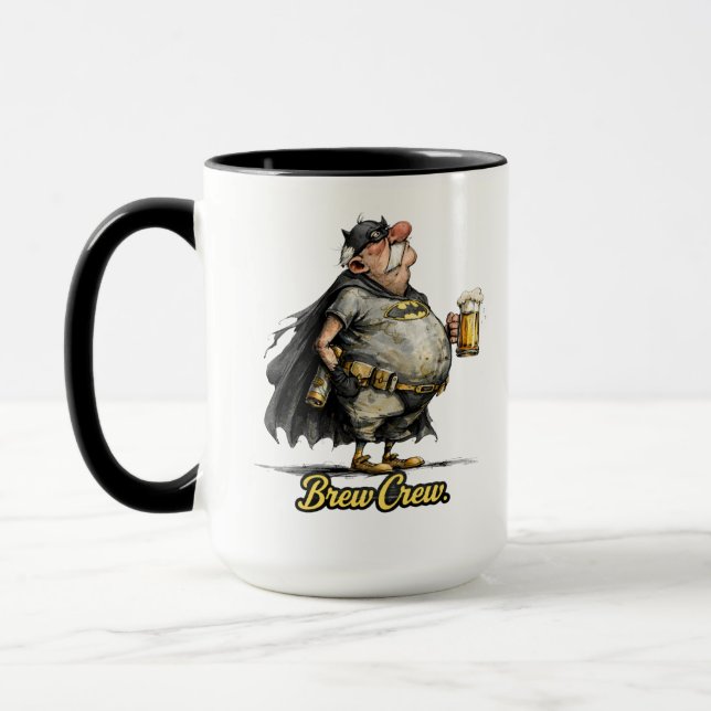Taza Brew Crew Beer Superhero Funny Tee (Izquierda)