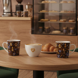 Taza Brewed for [Name] — folk coffee pattern in cocoa