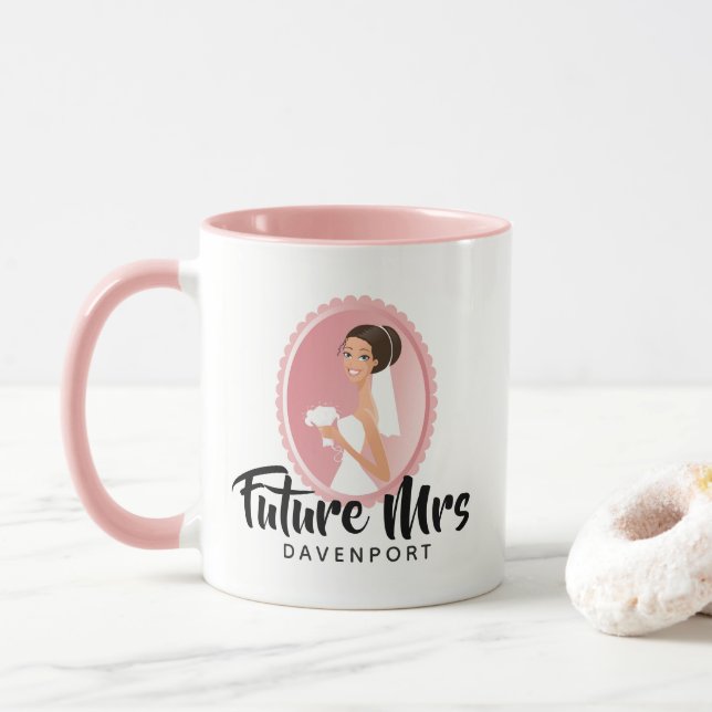 Taza Bride Boda atuendo Futuro Sra. Personalizado (Con donut)