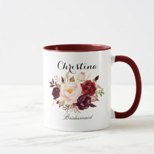 Taza Bridesmaid floral de acuarela rusa