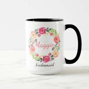 Taza Bridesmaid floral personalizada