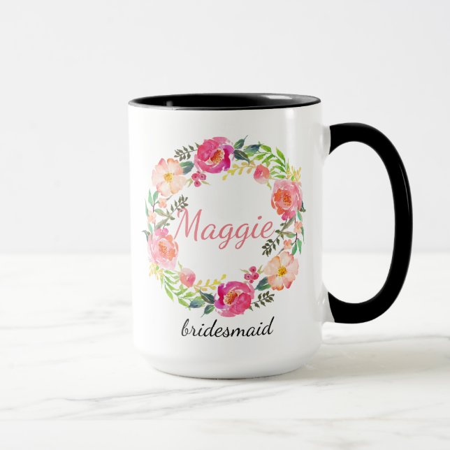 Taza Bridesmaid floral personalizada (Derecha)