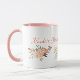 Taza Bridesmaid/Novia Diseño Floral Rosa