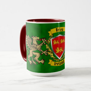 Taza Brien/Bryan Irish Shield y Griffins Personalizados