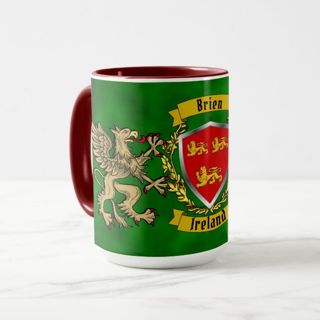 Taza Brien/Bryan Irish Shield y Griffins Personalizados (Anverso izquierdo)