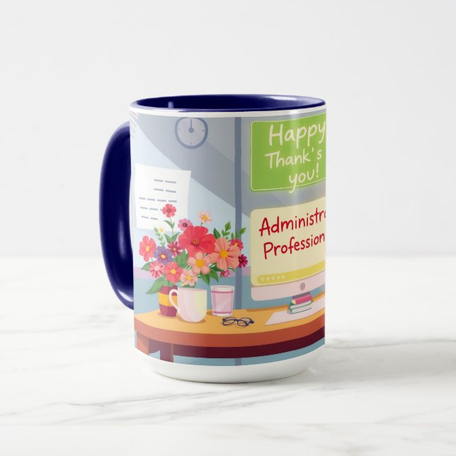 Taza Bright Admin Day Thank You Desk Illustration (Anverso izquierdo)