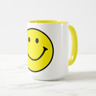 Taza Brillante Amarillo Feliz Cara Sonriente