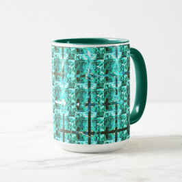 Taza ¿Brillante azul claro, cuadrados o imagen dentro d