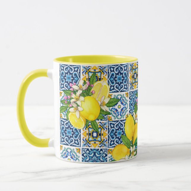 Taza Brillante Mediterráneo Sicilia Tiles Citrus Lemons (Izquierda)