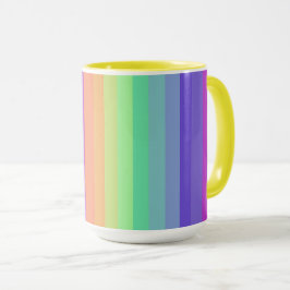 Taza Brillante Pastel de raya arcoiris