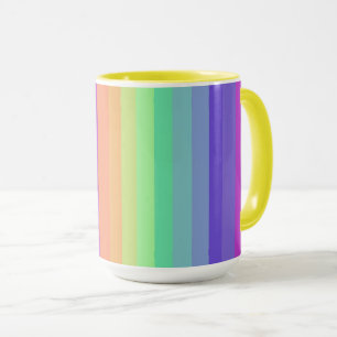 Taza Brillante Pastel de raya arcoiris