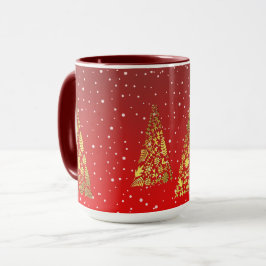 Taza Brillantes árboles de Navidad dorados