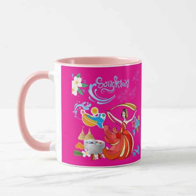 Taza brillo de año nuevo tailandés rosa caliente (Izquierda)
