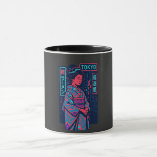 Taza Brillo de Tokio Geisha en calles de neón