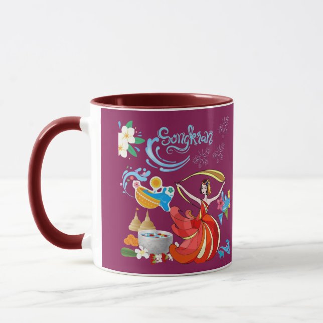 Taza brillo magenta año nuevo tailandés (Izquierda)