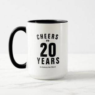 Taza Brindis 20 aniversario de bodas café personalizado