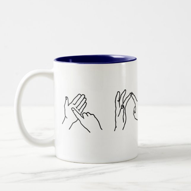 Taza británica del lenguaje de signos del "amor" (Izquierda)