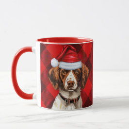 Taza Brittany Spaniel Dog Red Buffalo Navidades con tra
