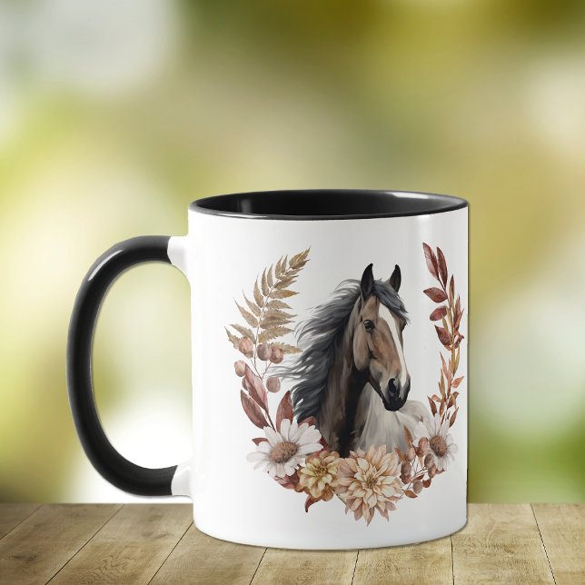 Taza Brown Grulla Horse Otumn Wreath (Subido por el creador)