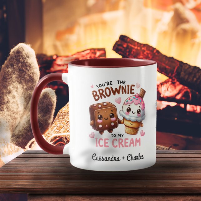 Taza "Brownie To My Ice Cream" Personalizado Pareja (Cute & Fun "Brownie To My Ice Cream" Custom Couple Mug)