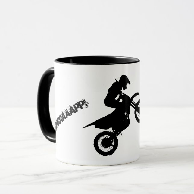 Taza ¡"BRRRAAAPP! "taza de Dirtbike del texto (Anverso izquierdo)