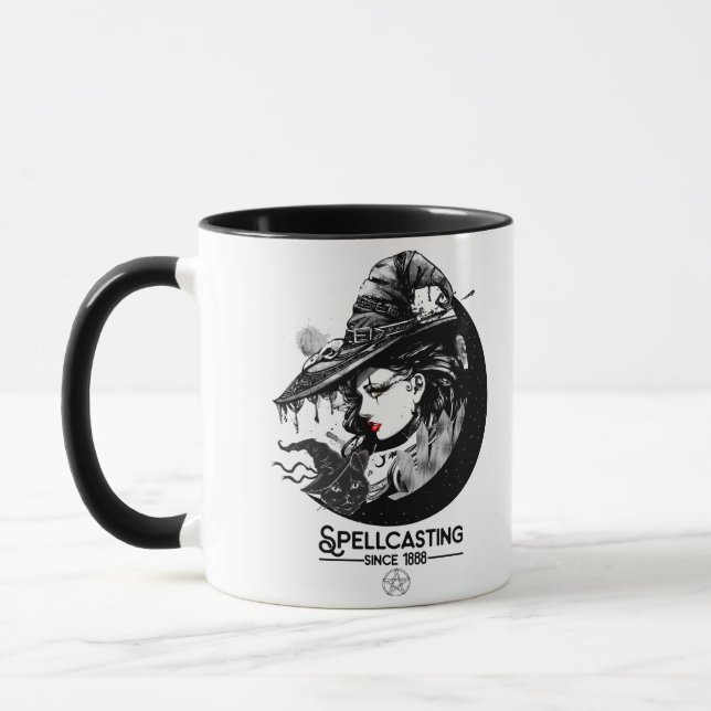Taza Bruja Bonita & Gato Negro Wiccan Wicca Hechicería (Izquierda)