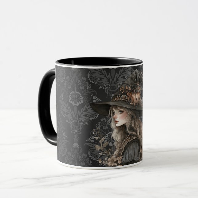 Taza Bruja caprichosa en Damasco negro (Anverso izquierdo)