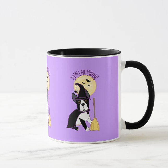 Taza Bruja de Boston Terrier del feliz Halloween (Derecha)
