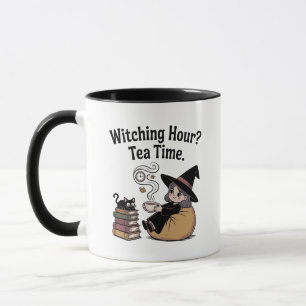 Taza Bruja de té de otoño con libros