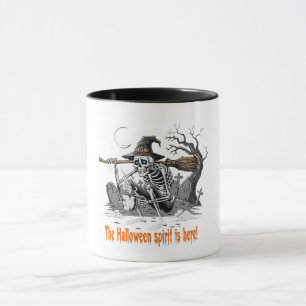 Taza Bruja Esqueleto Divertida Bebiendo Café   Sala Esp