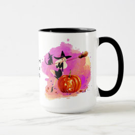 Taza Bruja fresca de Halloween con gato