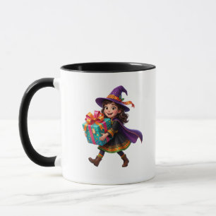 Taza Bruja Mágica Entregando Regalos Fantasía de Hallow