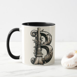 Taza Bruja Mala Escoba Mágica Letra B Inicial Personali