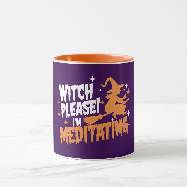Taza Bruja Por favor estoy meditando Halloween (Centro)