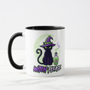 Taza Bruja Por Favor Gato Negro Halloween Vibraciones B