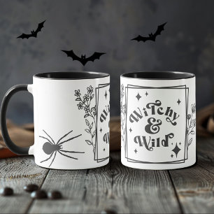 Taza Bruja y salvaje negro retro Feliz Halloween