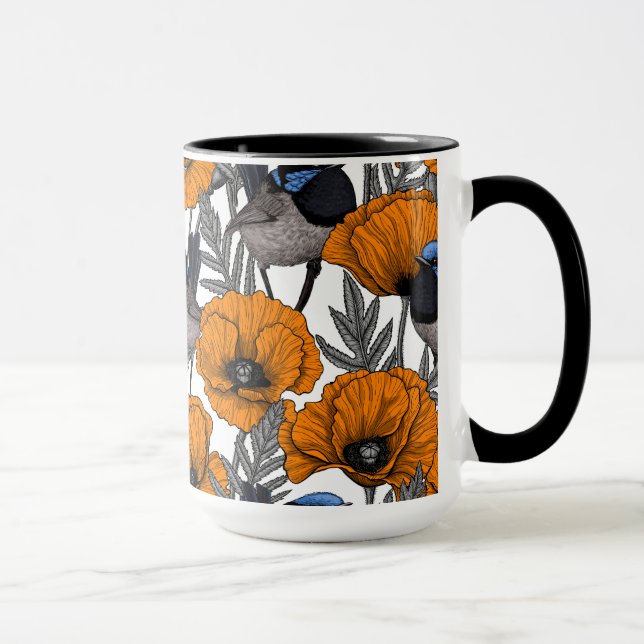 Taza Brujas de hadas y flores de amapola naranja 2 (Derecha)